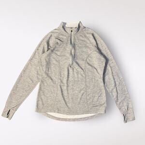 L.L. Bean Vintage Gray Womens Quarter‎ Zip Pull Over Long Sleeve Top Size S